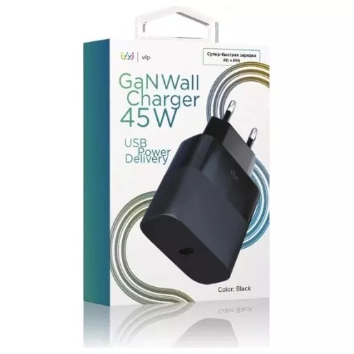 Сетевое зарядное устройство VLP GaN 45Вт USB-C PD PPS черный