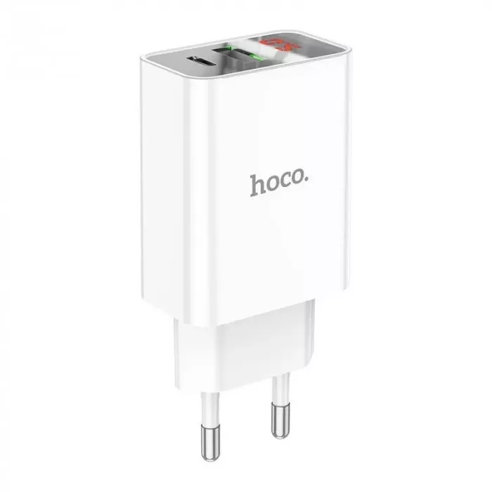 Зарядное устройство HOCO C100A PD20W + QC3.0 цифровой дисплей белая | Фото 2 из 9
