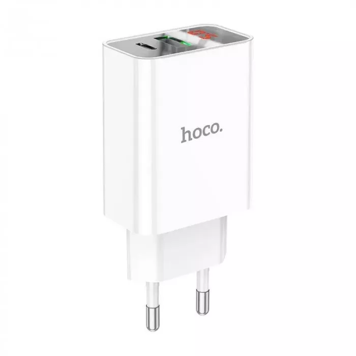 Зарядное устройство HOCO C100A PD20W + QC3.0 цифровой дисплей белая | Фото 7 из 9