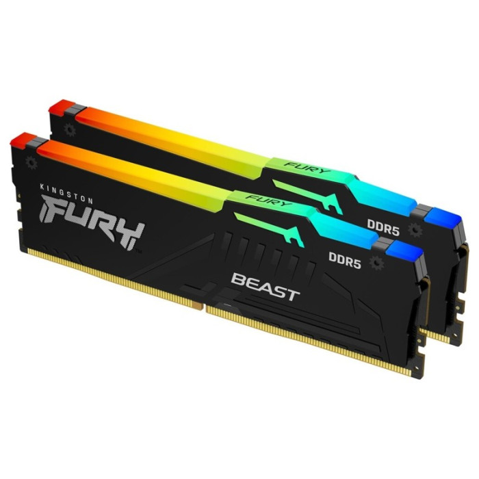 Оперативная память 32Gb DDR5 5200MHz Kingston Fury Beast RGB (KF552C40BBAK2-32) (2x16Gb KIT) | Фото 1 из 1