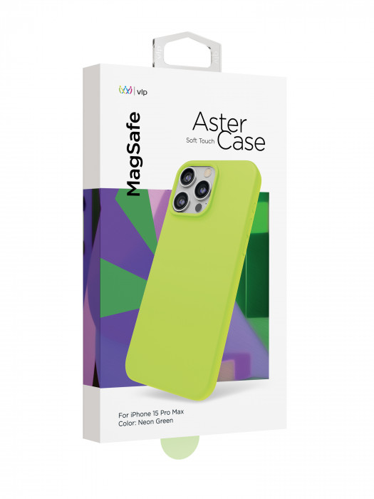 Чехол защитный VLP Aster Case с MagSafe для iPhone 15 Pro Max неоновый зеленый | Фото 2 из 3