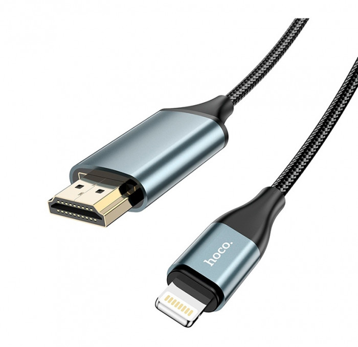 Кабель HOCO HDMI - Apple Lightning Iphone HOCO UA15 High-definition, 2м, full HD, серый