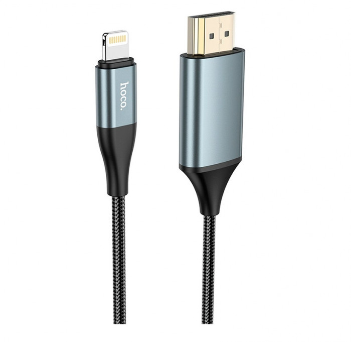 Кабель HOCO HDMI - Apple Lightning Iphone HOCO UA15 High-definition, 2м, full HD, серый