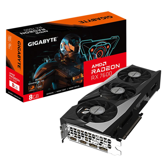 Видеокарта AMD Radeon RX 7600 Gigabyte 8Gb (GV-R76GAMING OC-8GD) | Фото 1 из 1