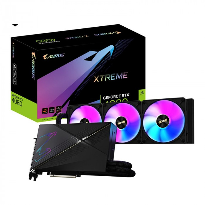 Видеокарта GIGABYTE AORUS GeForce RTX 4080 16GB XTREME WATERFORCE (GV-N4080AORUSX W-16GD), Retail