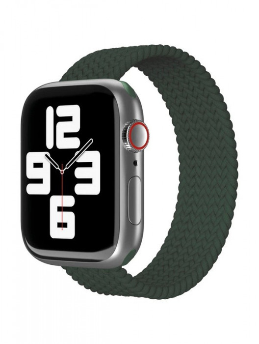 Ремешок нейлоновый плетёный VLP для Apple Watch 42/44/45 S/M темно-зелёный | Фото 4 из 4
