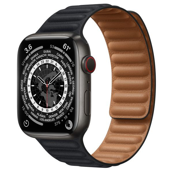 Apple Watch 38 40 41mm Black Leather Link Small