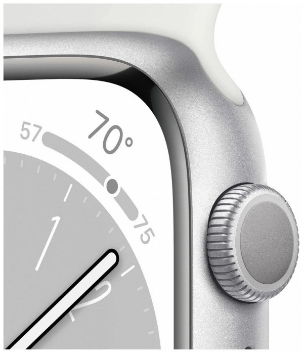Умные часы Apple Watch Series 8 45mm GPS Silver Aluminum Case with Sport Band White | Фото 3 из 4