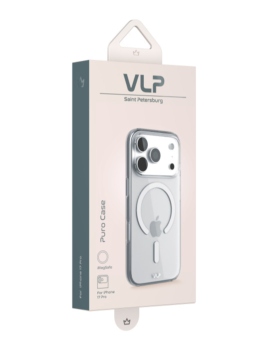 Чехол защитный VLP Puro Case с MagSafe для iPhone 17 Pro, прозрачный