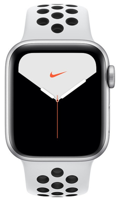 Умные часы Apple Watch Series 5 GPS 44mm Aluminum Case with Nike Sport Band Серебристый/чистая платина/черный | Фото 2 из 4