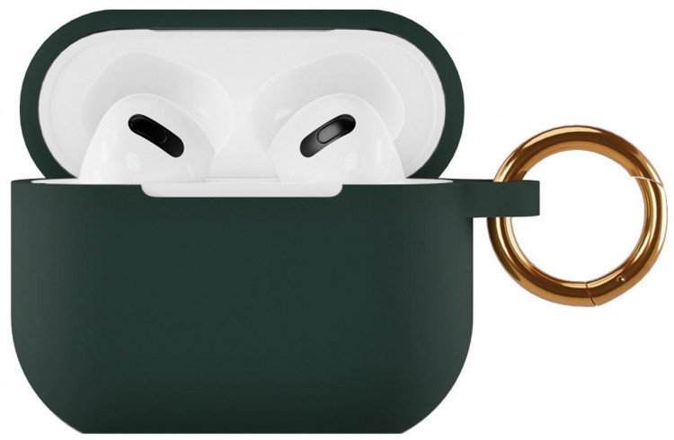 Чехол силиконовый VLP Soft Touch, с кольцом, для AirPods (3rd generation), темно-зеленый
