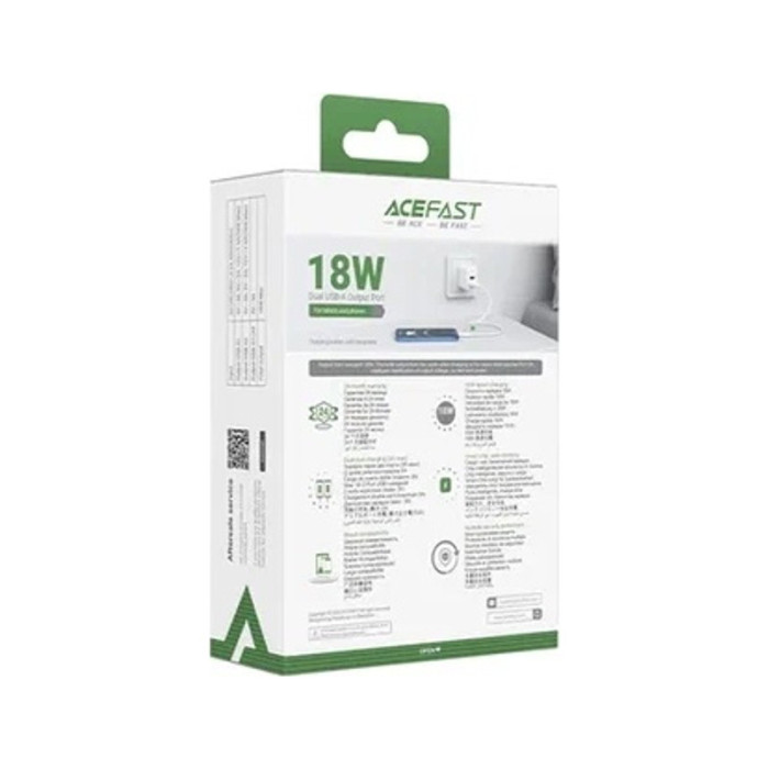 Зарядное устройство ACEFAST A33 18W USB-A+USB-A Белый | Фото 3 из 3