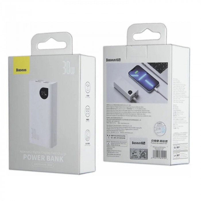 Внешний аккумулятор Baseus Adaman2 10000mAh 30W White (PPAD040002) | Фото 2 из 4