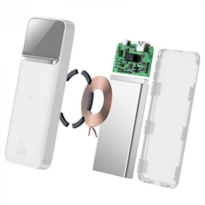 Внешний аккумулятор Baseus Magnetic Wireless Quick 10000 mAh Белый (PPCX010102) | Фото 3 из 6