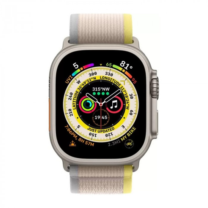 Умные часы Apple Watch Ultra 49mm GPS + Cellular Titanium Case with Yellow/Beige Trail Loop | Фото 2 из 4