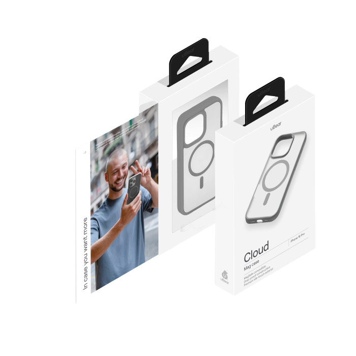 Чехол защитный uBear Cloud Mag Case для iPhone 16 Pro, MagSafe совместимый, усиленный, силк-тач, Cерый | Фото 2 из 5