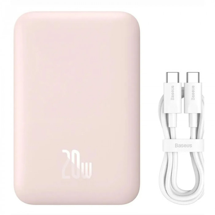 Внешний аккумулятор Baseus Power Bank MagSafe 6000mAh 20W Розовый (PPCX020004) | Фото 6 из 7