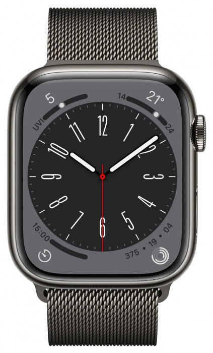 Умные часы Apple Watch Series 8 45mm Steel Case GPS + Cellular Graphite Milanese Loop Черный | Фото 2 из 4