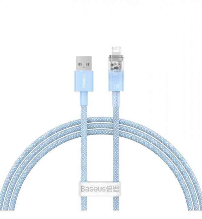 Кабель Baseus Explorer Series Fast Charging Cable with Smart Temperature Control USB to Apple Lightning 2.4A 1m (CATS010003) Голубой