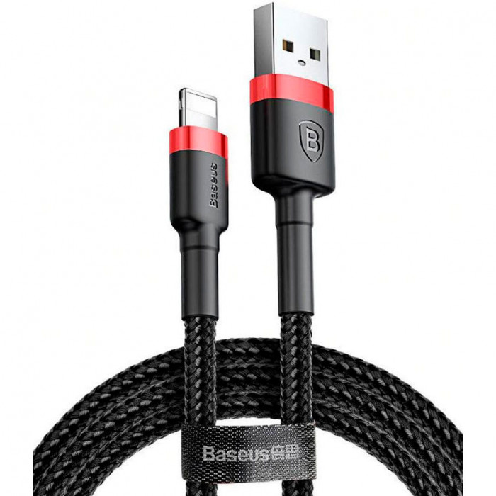 Кабель USB - Lightning Baseus cafule Cable 2.4A 1 метр - Красный (CALKLF-B19) | Фото 1 из 4