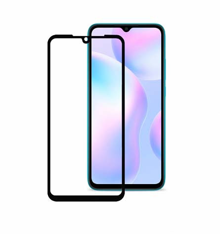 Защитное стекло для Xiaomi Redmi 9a/9c Черное тех.пак