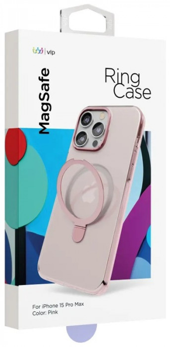 Чехол защитный VLP Ring Case с MagSafe подставкой для iPhone 15 Pro Мах розовый | Фото 2 из 4