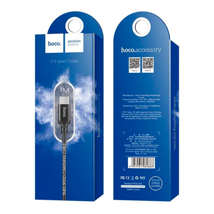 Кабель Hoco X14 USB-Type-C 1м Черный | Фото 2 из 4