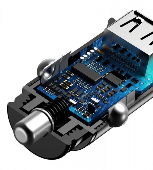 Автомобильное зарядное устройство Baseus QC 3.0 2xUSB Square Metal (CCALL-DS01)