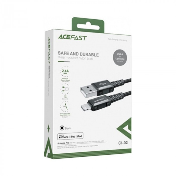 Кабель AceFast C1-02 USB на Lightning Черный