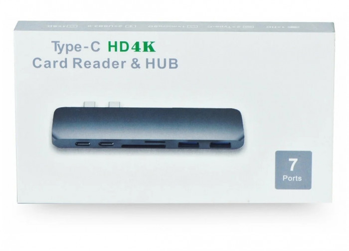 Стыковочная станция Gurdini для Macbook USB-C to 2*PD/HDMI/2*USB3.0/SD/TF Графит