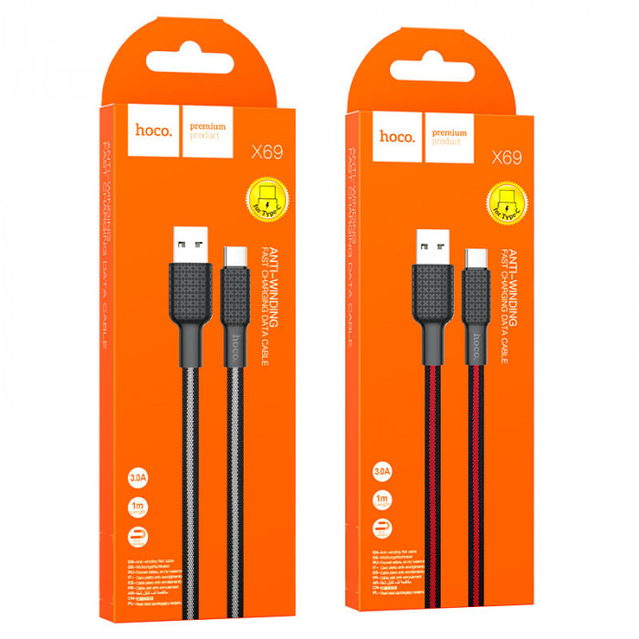 Кабель HOCO X69 Anti-Winding Type-C на USB Type A | Фото 3 из 4