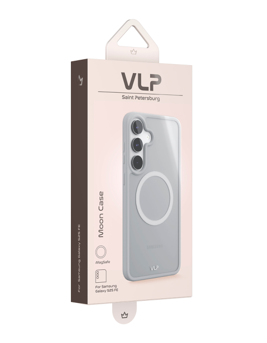 Чехол защитный VLP Moon Case с MagSafe для Samsung S25 FE, белый