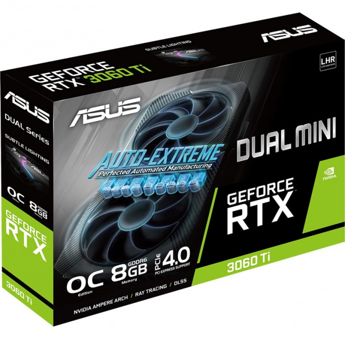 Видеокарта ASUS DUAL GeForce RTX 3060 Ti V2 MINI OC (DUAL-RTX3060TI-O8G-MINI-V2), Retail | Фото 1 из 13