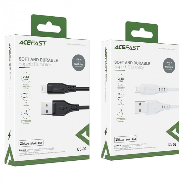 Кабель ACEFAST C3-02 USB-A - Lightning Черный | Фото 3 из 4