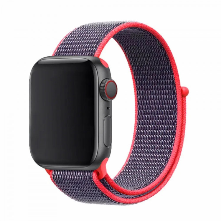 Ремешок нейлоновый для Apple Watch 42/44/45/49mm на липучке Розовый