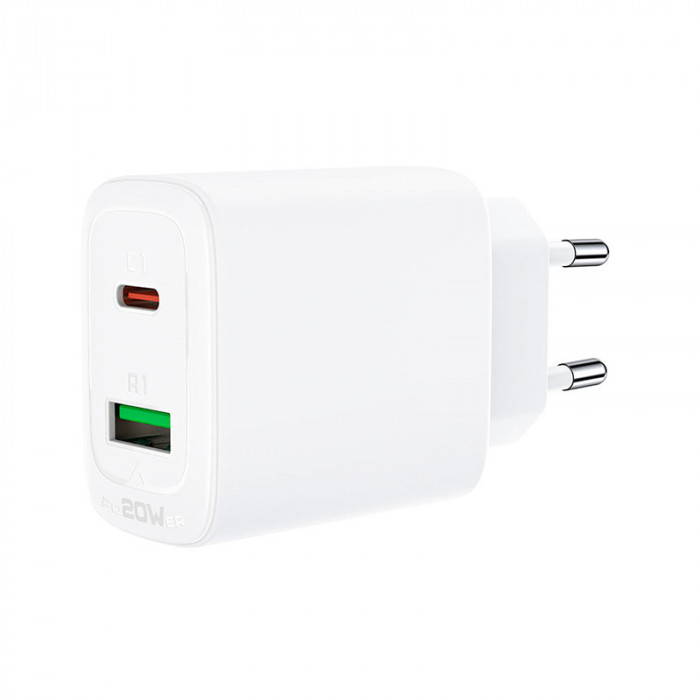 Зарядное устройство ACEFAST A25 20W USB-C+USB Белый | Фото 1 из 2